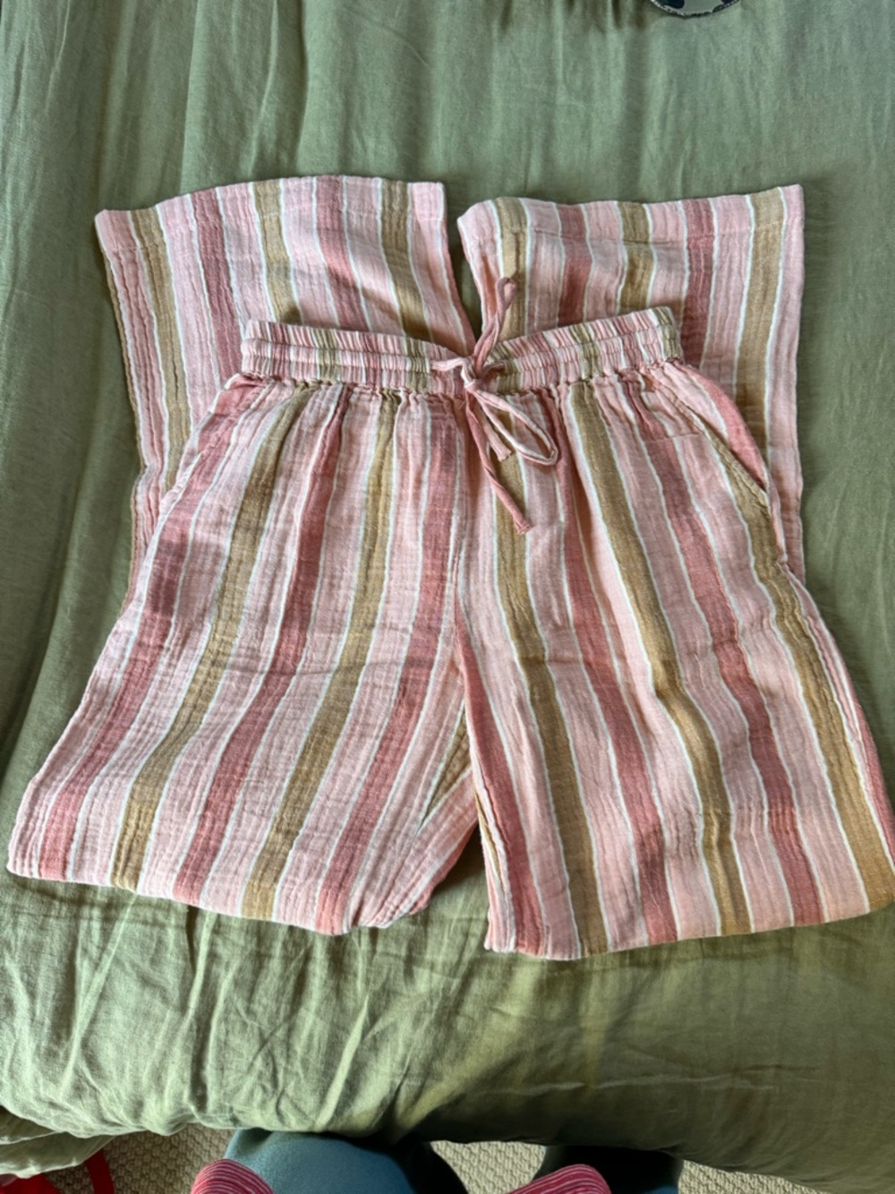 Cotton On Pink & Tan Striped Drawstring Bermuda Shorts